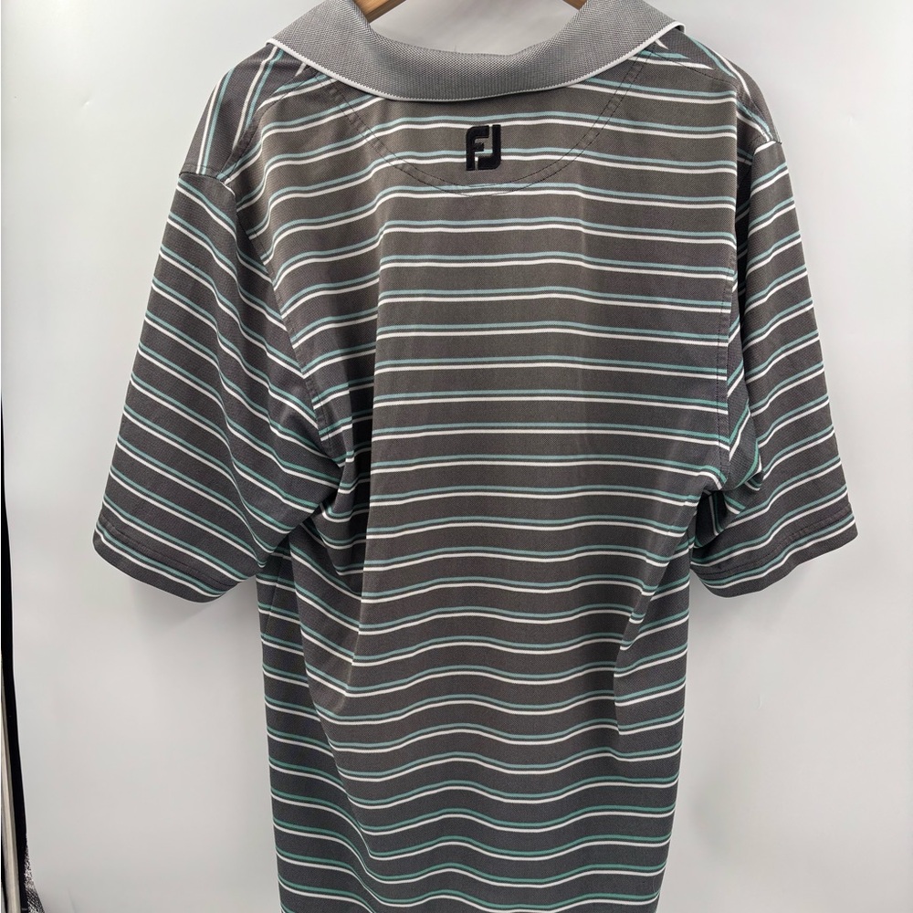 Footjoy‎ Men’s Blue/Gray Striped Medium Short Sleeve Polo - Picture 5 of 5